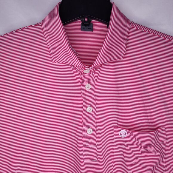 G Fore Polo Shirt Mens Large Striped Red, White Golf Performance - Picture 1 of 11